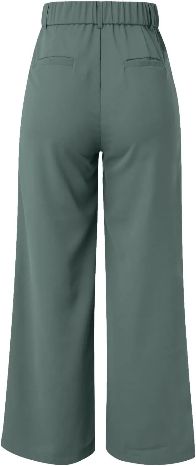Womens Linen Blend Summer Striped Pants Low Waist Wide Leg Plus Size Pants Trendy