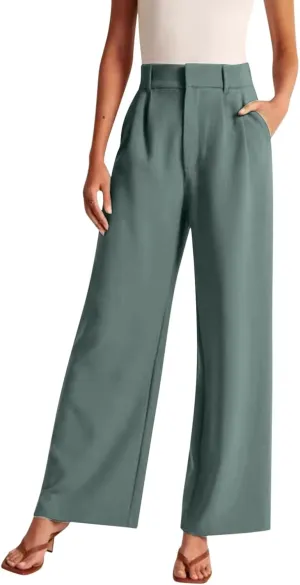 Womens Linen Blend Summer Striped Pants Low Waist Wide Leg Plus Size Pants Trendy