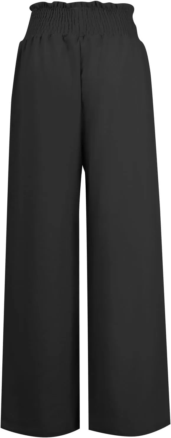 Womens Linen Summer Loose Pant Trousers High Waist Straight Slim Fit Palazzo Lounge Pants Vacation