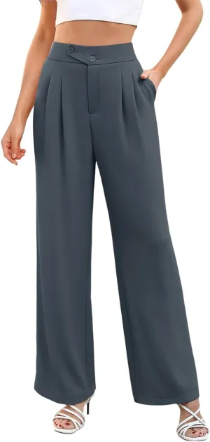 Womens Linen Summer Palazzo Palazzo Pants Elastic Waisted Lounge Pants Plus Size Pant Trousers Office