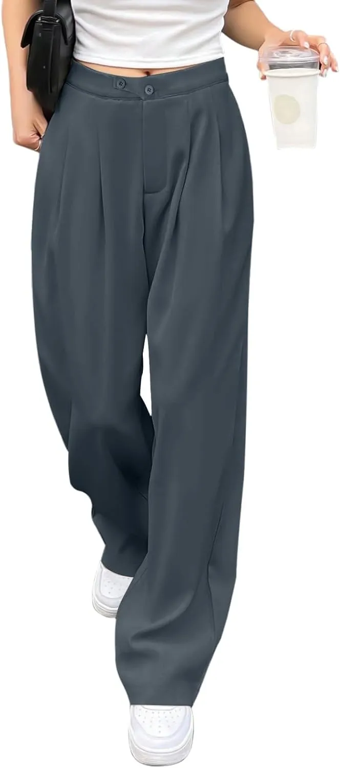 Womens Linen Summer Palazzo Palazzo Pants Elastic Waisted Lounge Pants Plus Size Pant Trousers Office