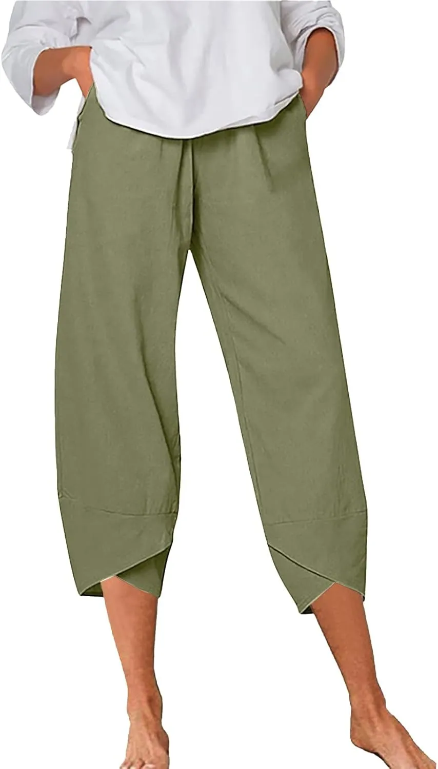 Women's Linen Summer Printed Pant Trousers Low Waist Wide Leg Plus Size Palazzo Pants Travel