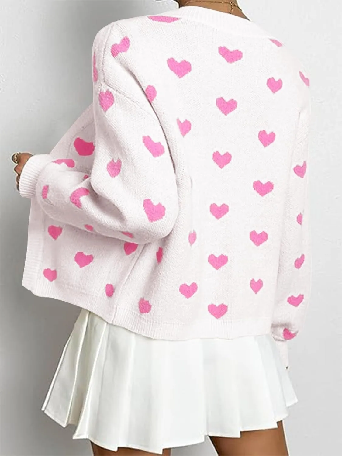 Women's Long Sleeve Floral Print Openg Front V Neck Knit Y2k Sweater Cardigan