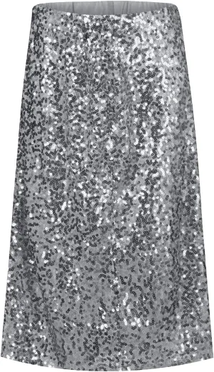 Women's Midi Skirts Summer Casual Sexy Wrap High Waist Solid Sequins Skirt