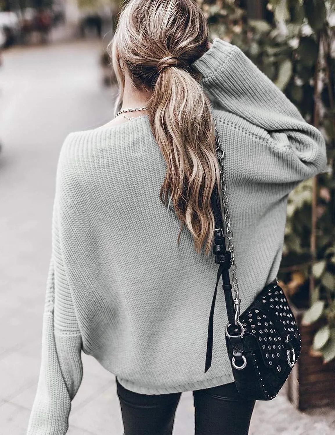 Womens Oversized Sweaters Loose Solid Casual Long Sleeve Mock Neck Knitted Jumper Tops
