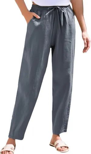 Women's Pants, Straight Leg Casual Everyday Linen Peasant Pants Sweatpants Lounge Plus