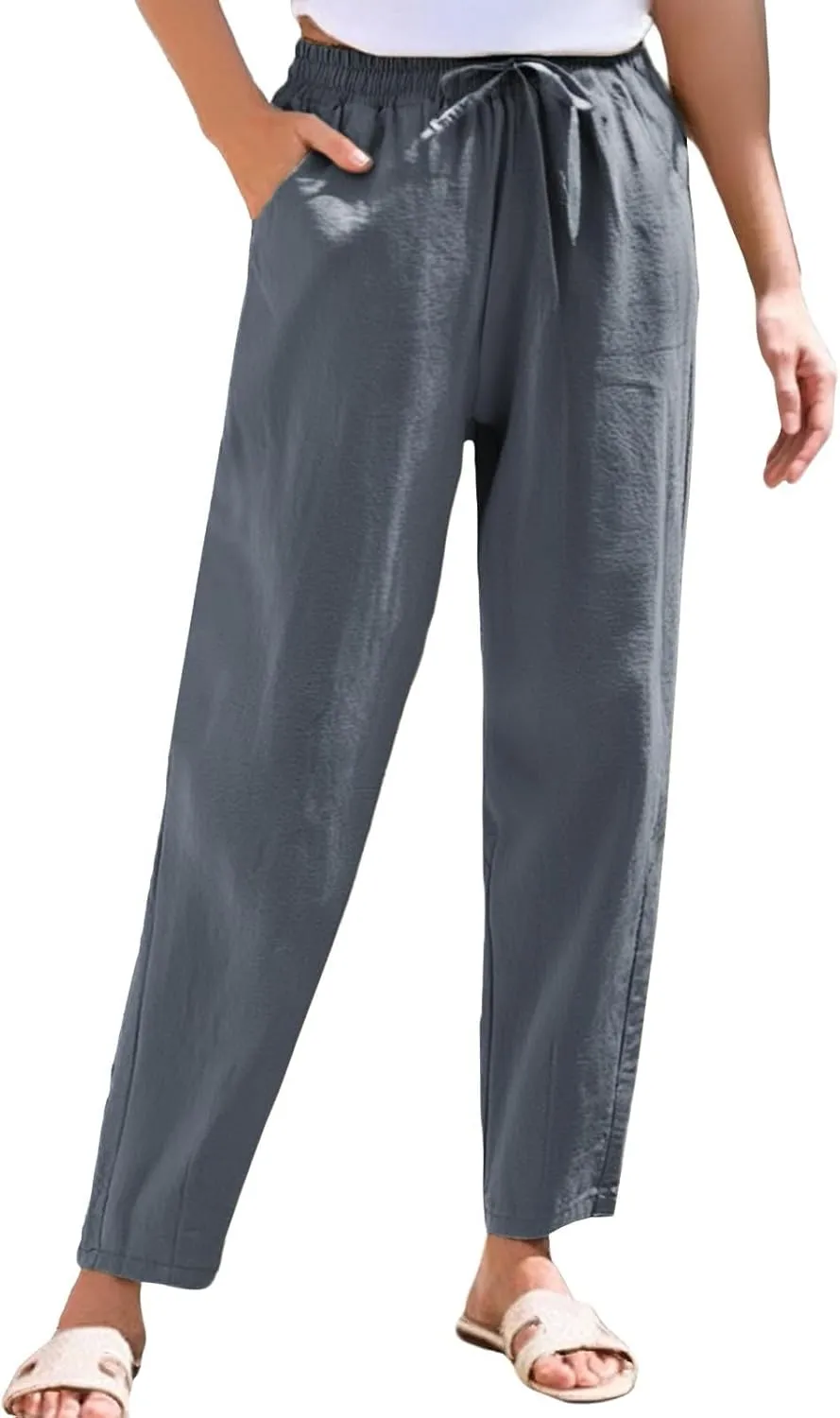 Women's Pants, Straight Leg Casual Everyday Linen Peasant Pants Sweatpants Lounge Plus