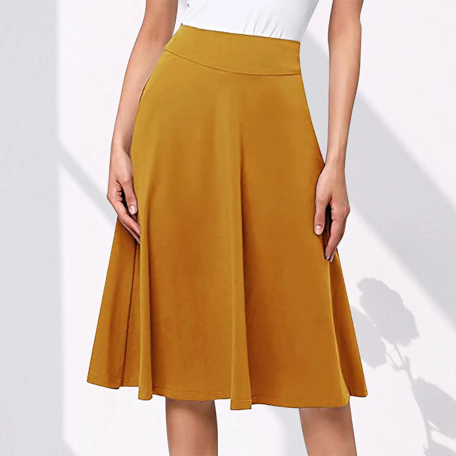 Women's Pleated Midi Skirts High Waist Flare A Line Plus Size Skirt Vintage 2025 Trendy Business Dress
