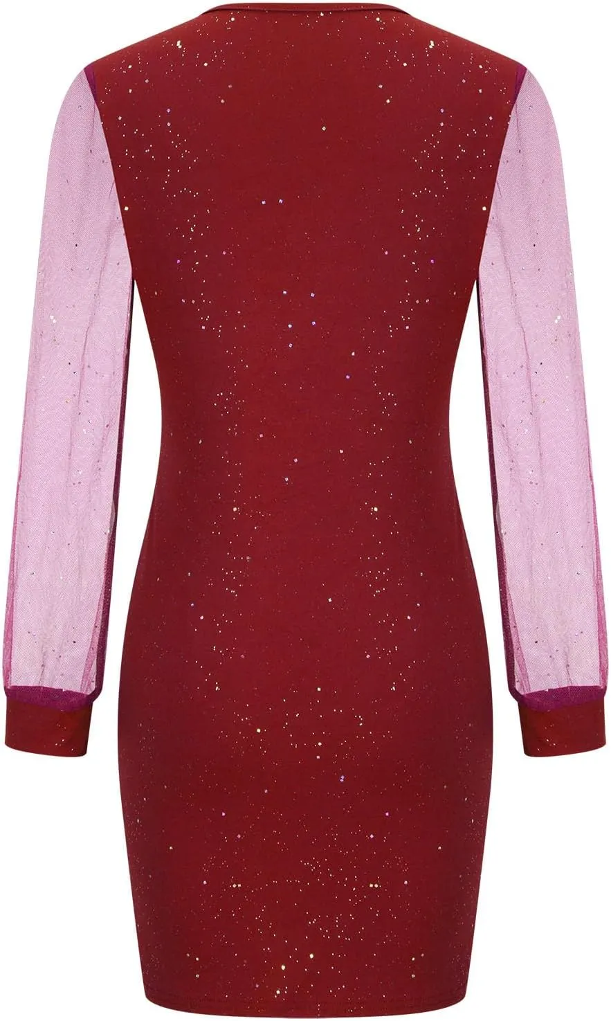 Women's Plus Size Off The Shoulder Mesh Long Sleeve Sequined Skirt Bodycon Ruched Mini Party Cocktail Dresses Sexy Wrap Dress