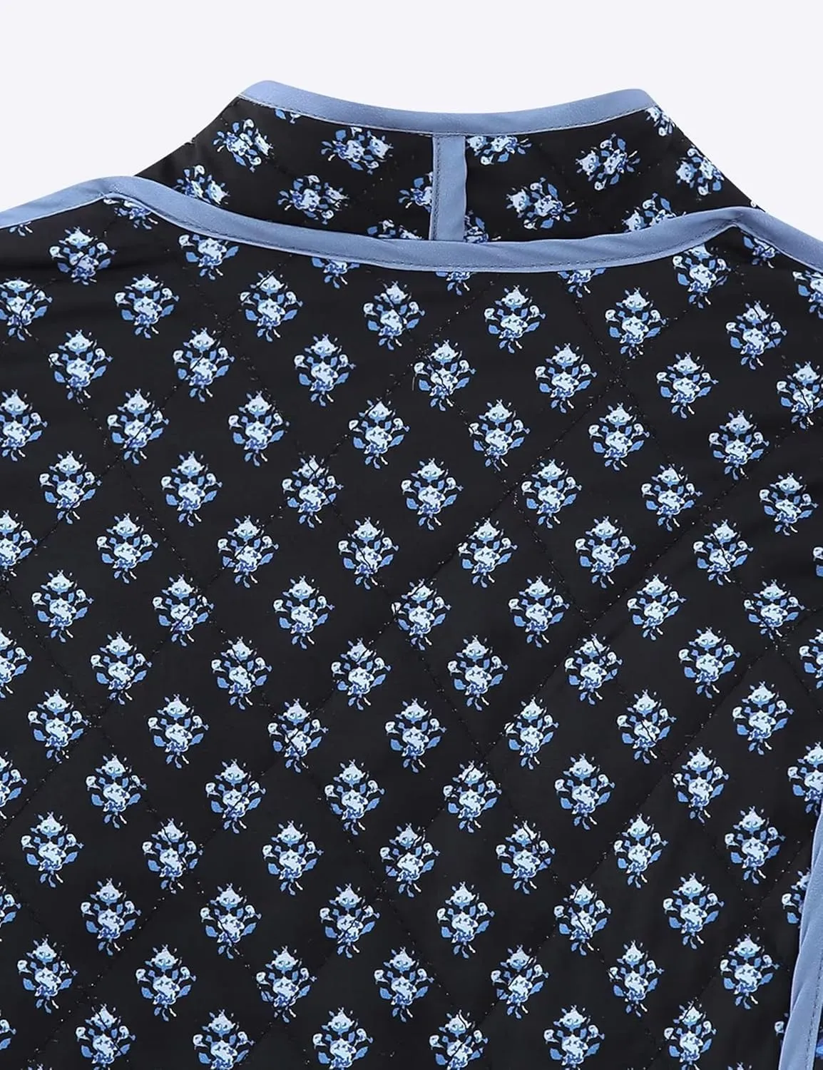 Women's Quilted Puffer Jacket Floral Printed Lightweight Cropped Open Front Cardigans Coats