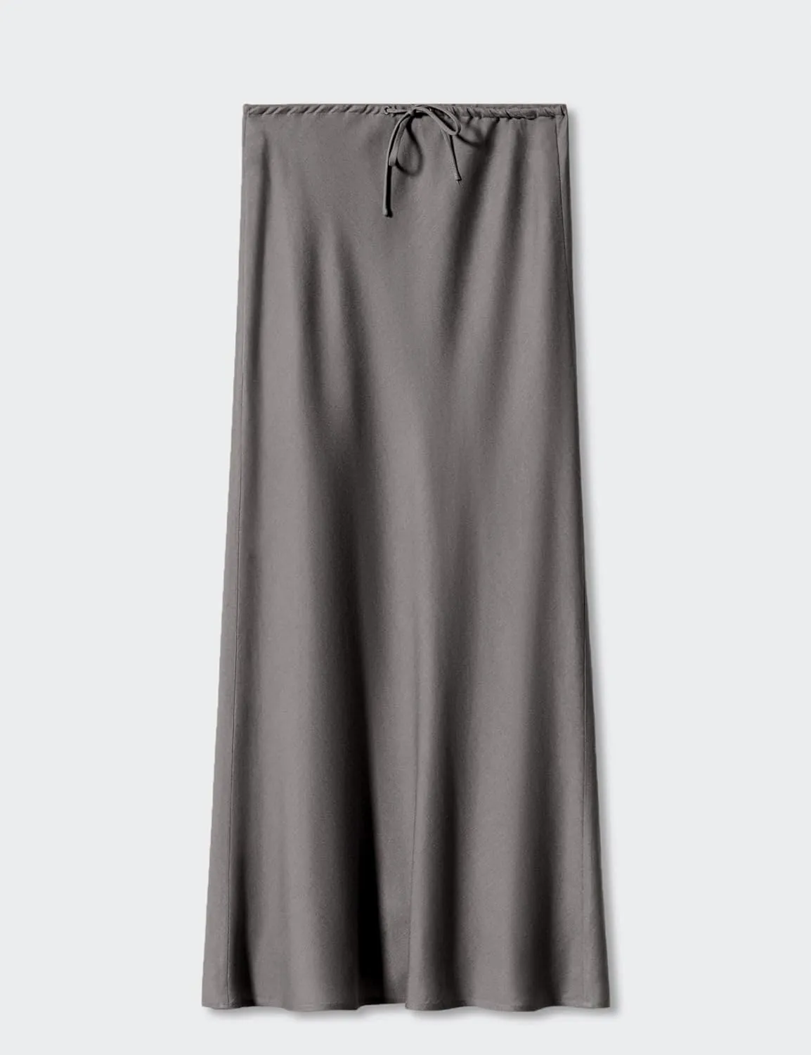 Womens Silk Satin Maxi Skirts Drawstring Flared Casual Elegant Work Skirts A-Line Long Skirt for Women