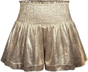 Women's Skirt Casual Loose and Elastic Waist Flash Shorts Metallic Fashion Pleated Waist Short High Skirt for