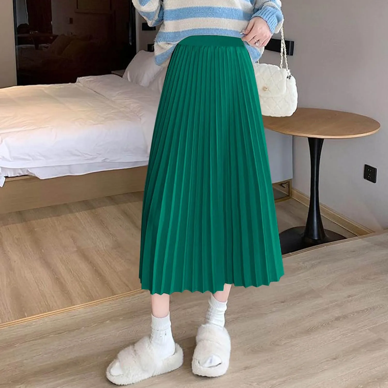 Womens Skirt Summer Midi Long Pleated Skirts High Waisted A Line Dress 2025 Trendy Boho Beach Dresses