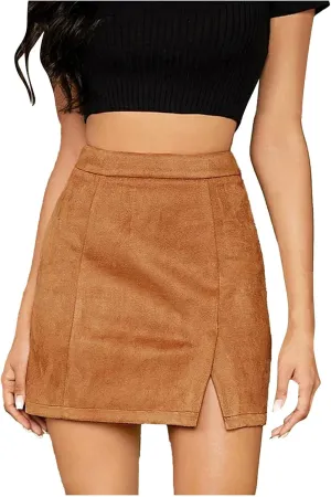 Women's Skirts Summer Casual Sexy Y2K Solid Slim Mini Skirts with Zipper