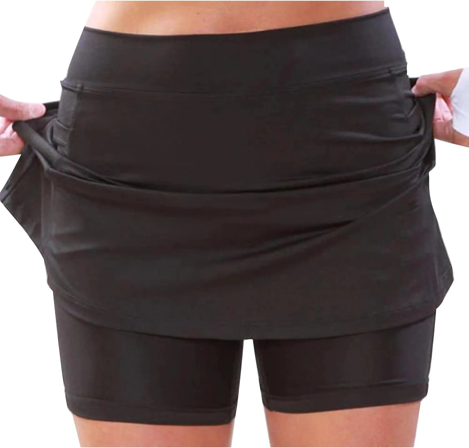 Womens Skorts Elastic Athletic Skirts Built in Shorts Tummy Control Tennis Skirts with Pockets Workout Skirts for Gym