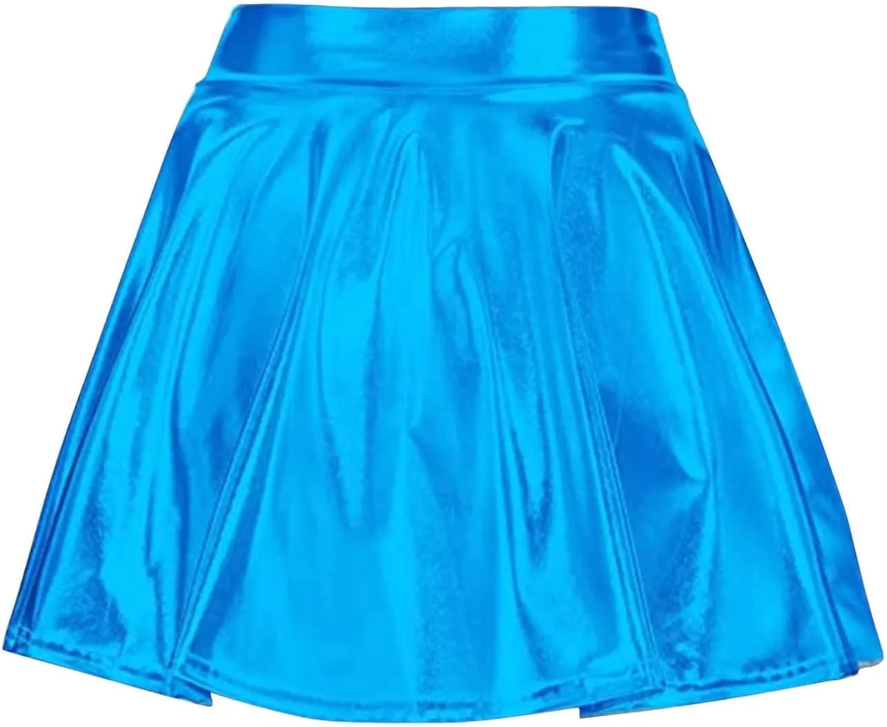 Women's Solid Shiny Flared Pleated Mini Skirt Sexy Costume Party Skirt Short Sexy Skirts