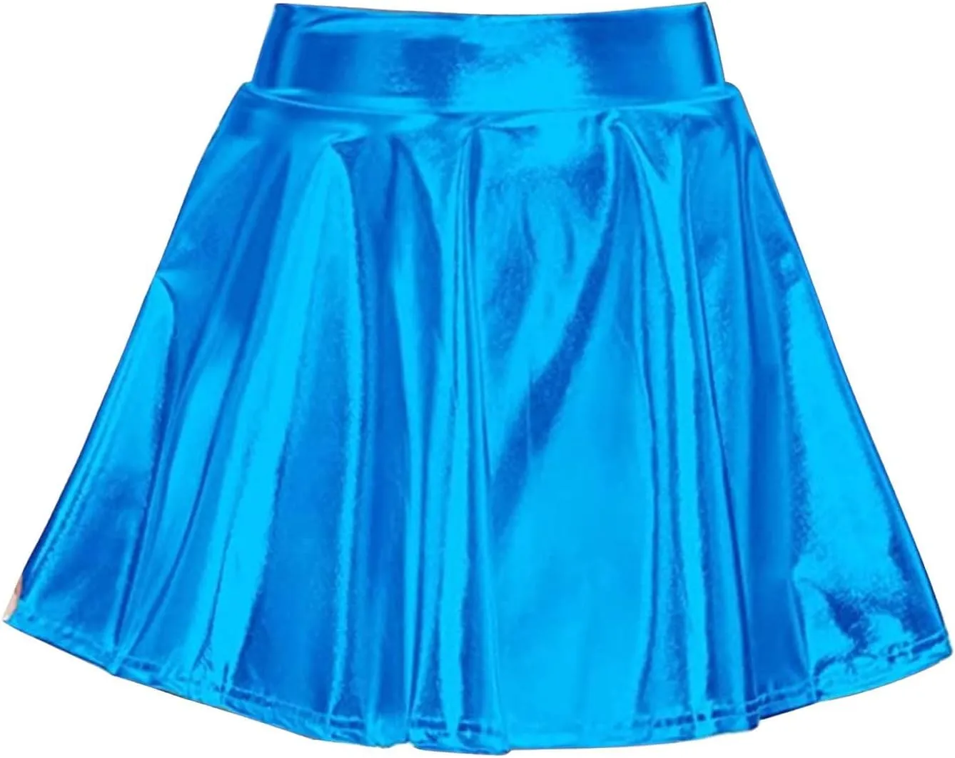 Women's Solid Shiny Flared Pleated Mini Skirt Sexy Costume Party Skirt Short Sexy Skirts