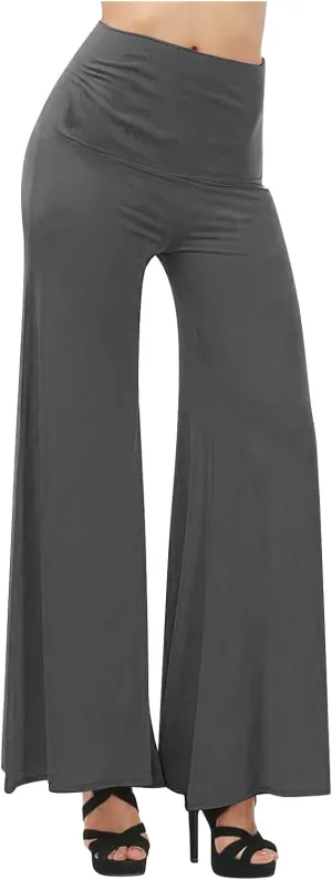 Women's Stretchy Wide Leg Lounge Pants Casual Workout Comfy High Waist Flare Pants Solid Breathable Yoga Trousers