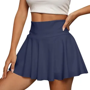 Women's Summer Athletic Loose Trendy Elastic High Waist Solid Color Yoga Fitness Tennis Skirts 2025 Inner Shorts, S-2XL