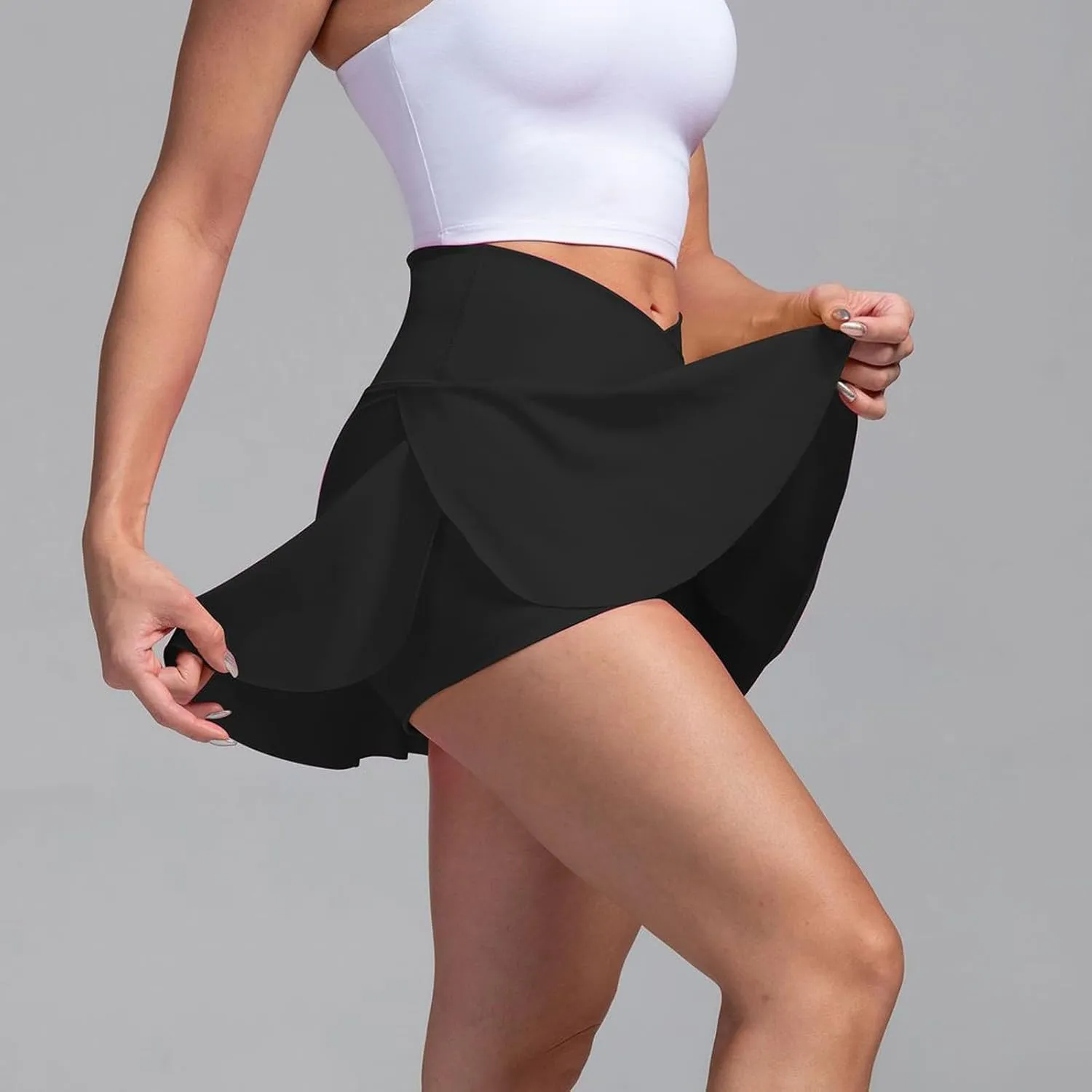 Women's Summer Athletic Loose Trendy Quick Dry Elastic High Waist Solid Color Yoga Fitness Tennis Skirts 2025, S-2XL