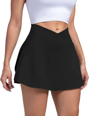 Women's Summer Athletic Loose Trendy Quick Dry Elastic High Waist Solid Color Yoga Fitness Tennis Skirts 2025, S-2XL