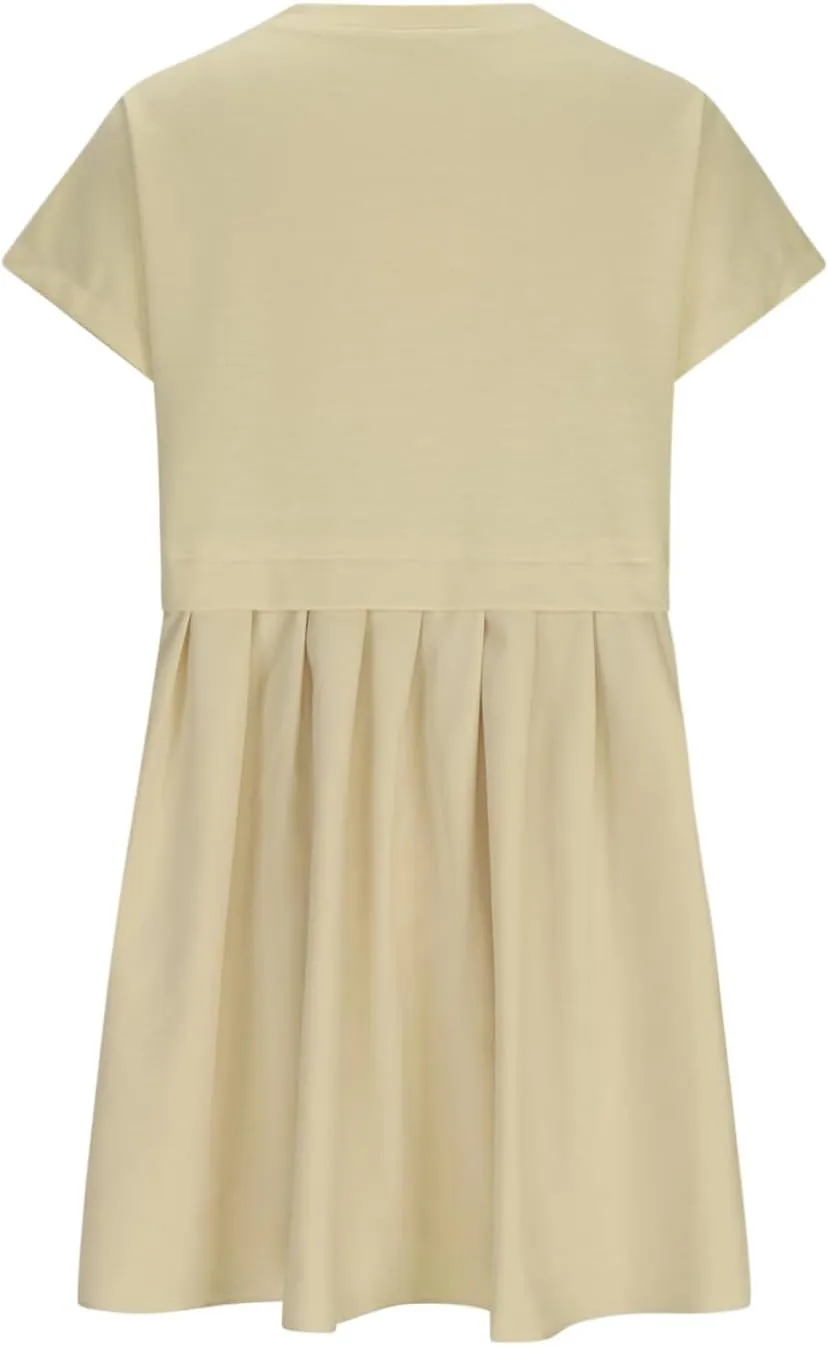 Womens Summer Crew Neck Short Sleeve Pleated Dress Solid Ruffle A Line Beach Dresses Casual Loose Fit Boho Mini Dress