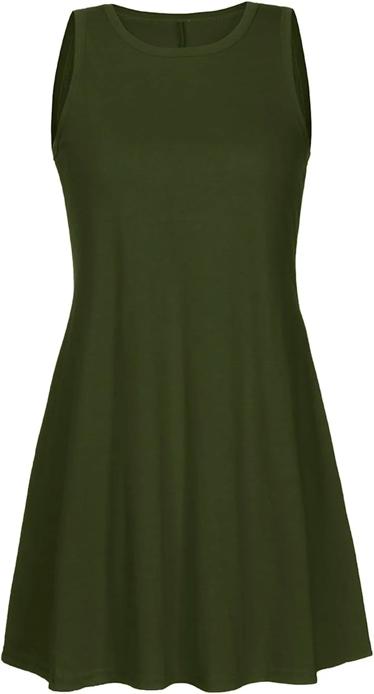 Women's Summer Dress Sleeveless Casual Mini Dresses with Pockets Loose Fit 2025 Short Dress Solid Sundress