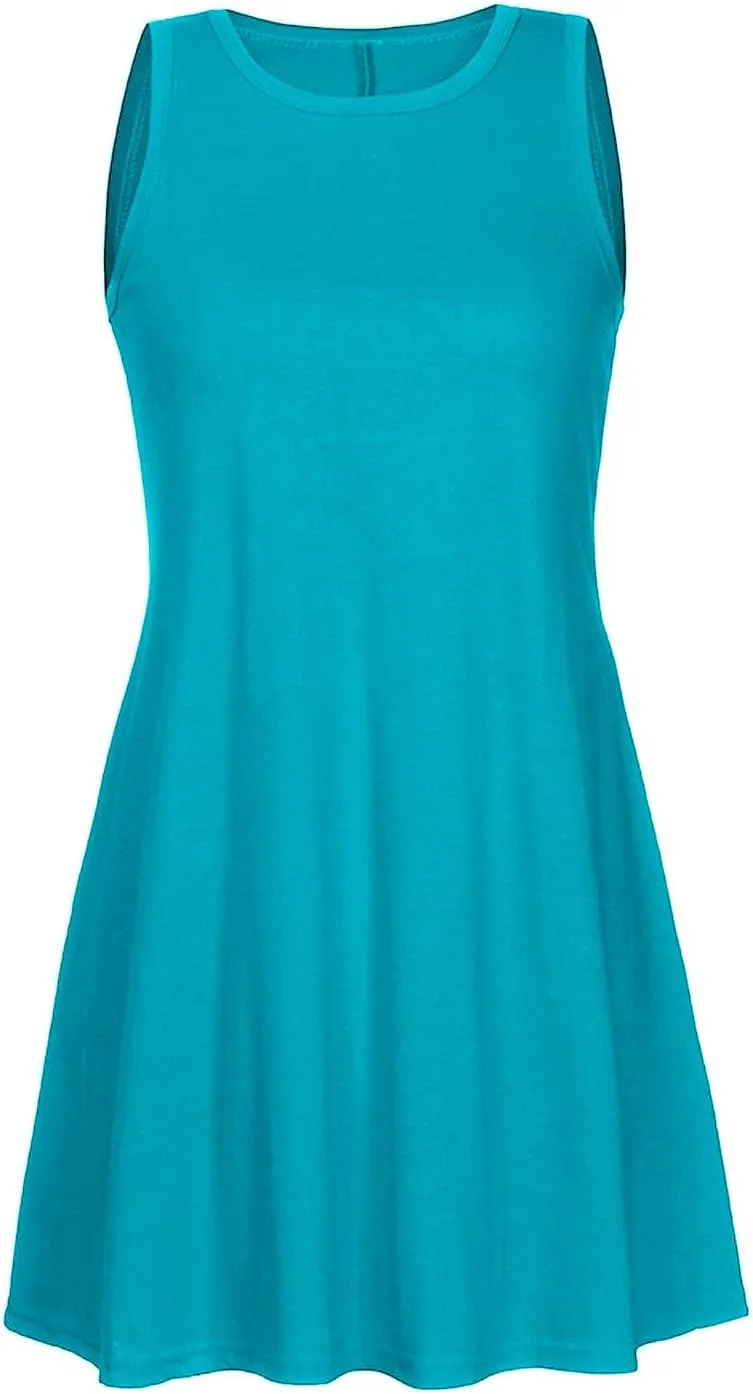 Women's Summer Dress Sleeveless Casual Mini Dresses with Pockets Loose Fit 2025 Short Dress Solid Sundress
