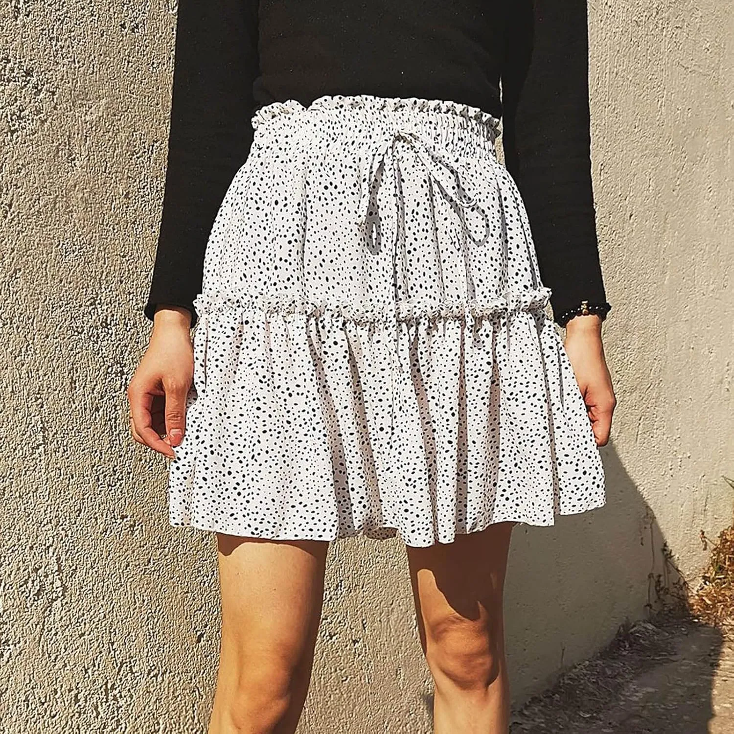 Women's Summer High Waist Ruffle Tiered Mini Skirt Printed A line Beach Cute Ballet Skirts Spring Dresses Mini