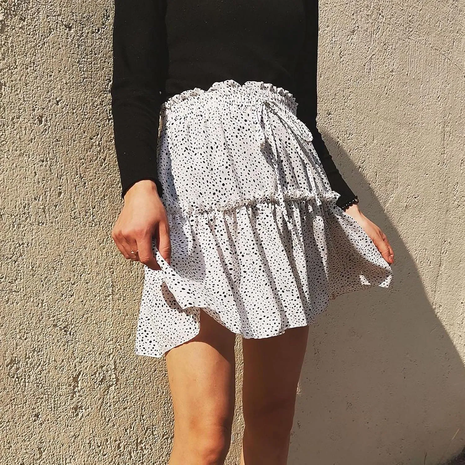 Women's Summer High Waist Ruffle Tiered Mini Skirt Printed A line Beach Cute Ballet Skirts Spring Dresses Mini