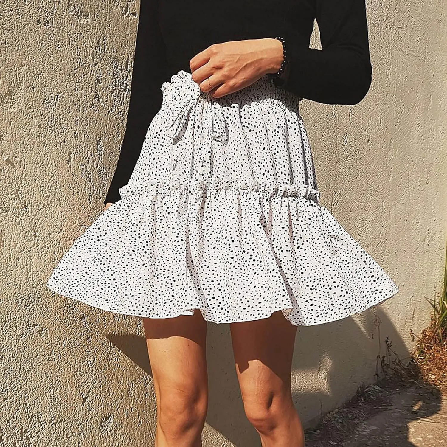 Women's Summer High Waist Ruffle Tiered Mini Skirt Printed A line Beach Cute Ballet Skirts Spring Dresses Mini