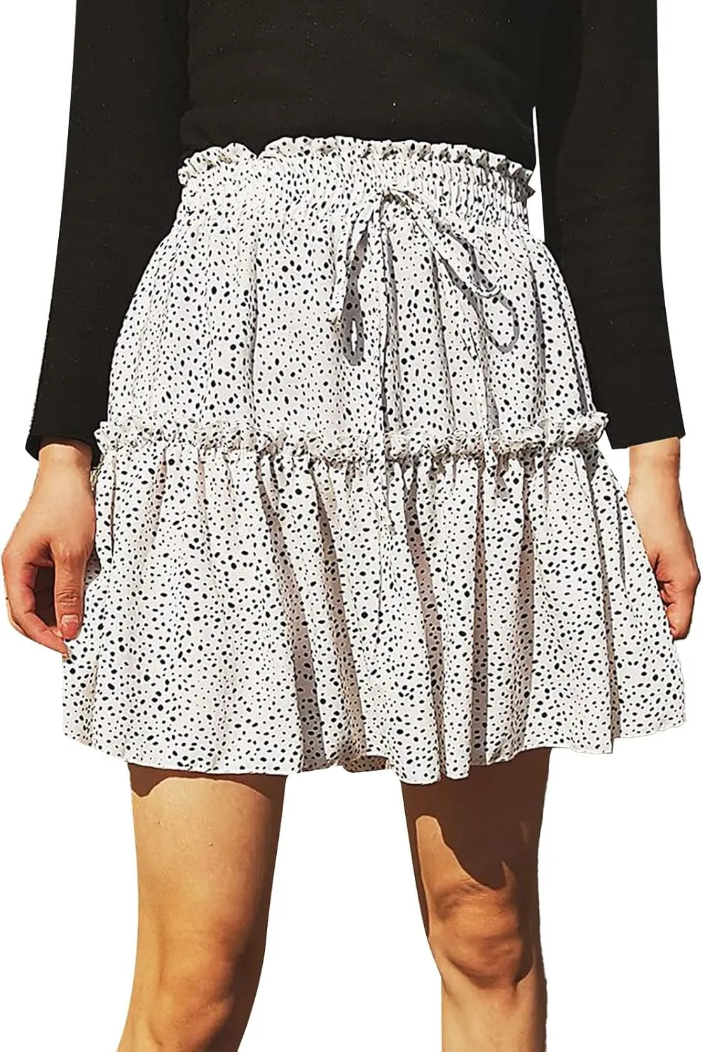 Women's Summer High Waist Ruffle Tiered Mini Skirt Printed A line Beach Cute Ballet Skirts Spring Dresses Mini