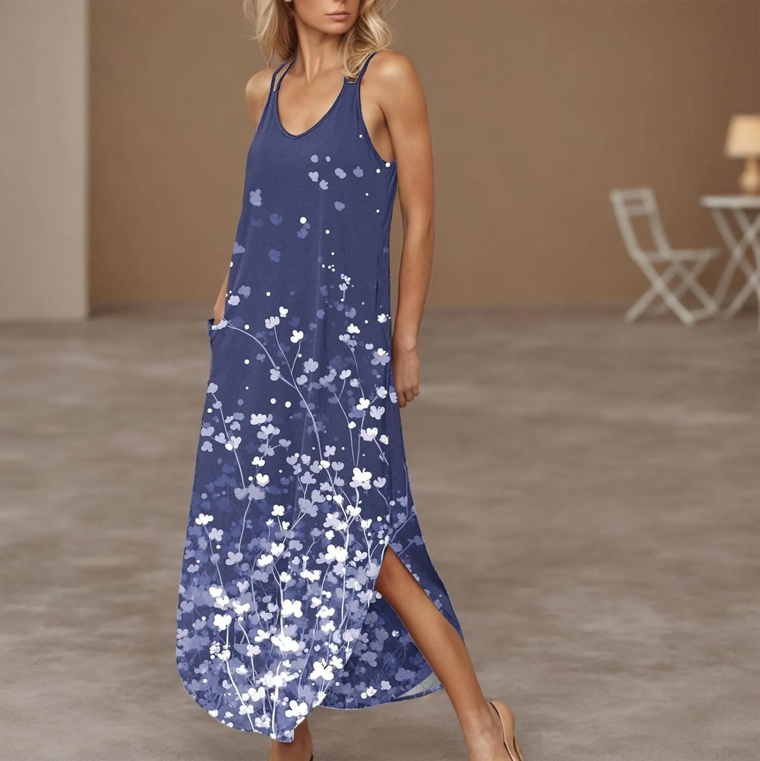 Womens Summer Maxi Dresses Sleeveless Floral Print Boho Tank Dress Vintage Flowy Spring Vacation Beach Sundress 2025