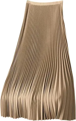 Women's Summer Midi Satin Skirt Dressy Casual High Waisted Pleated Elastic Waist A Line Flowy Elegant Skirts
