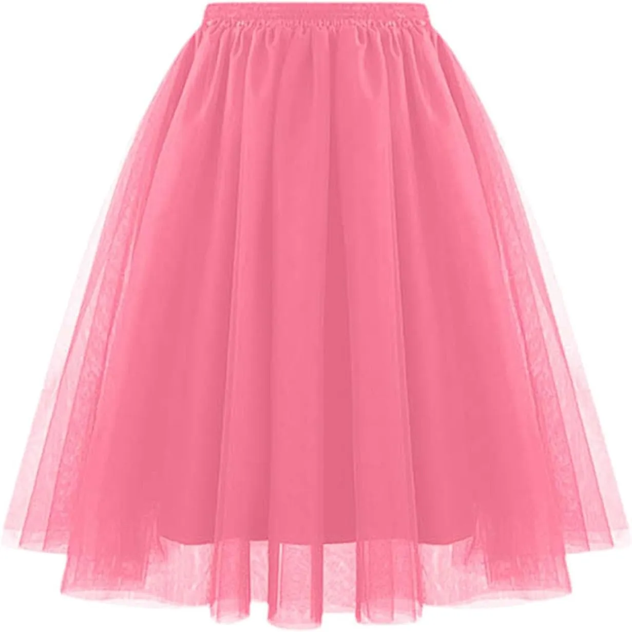 Women's Sundresses Summer Casual Loose Trendy Elastic High Waist Solid Color Party Dance Fluffy Mesh Tulle Skirts 2025, S-2XL