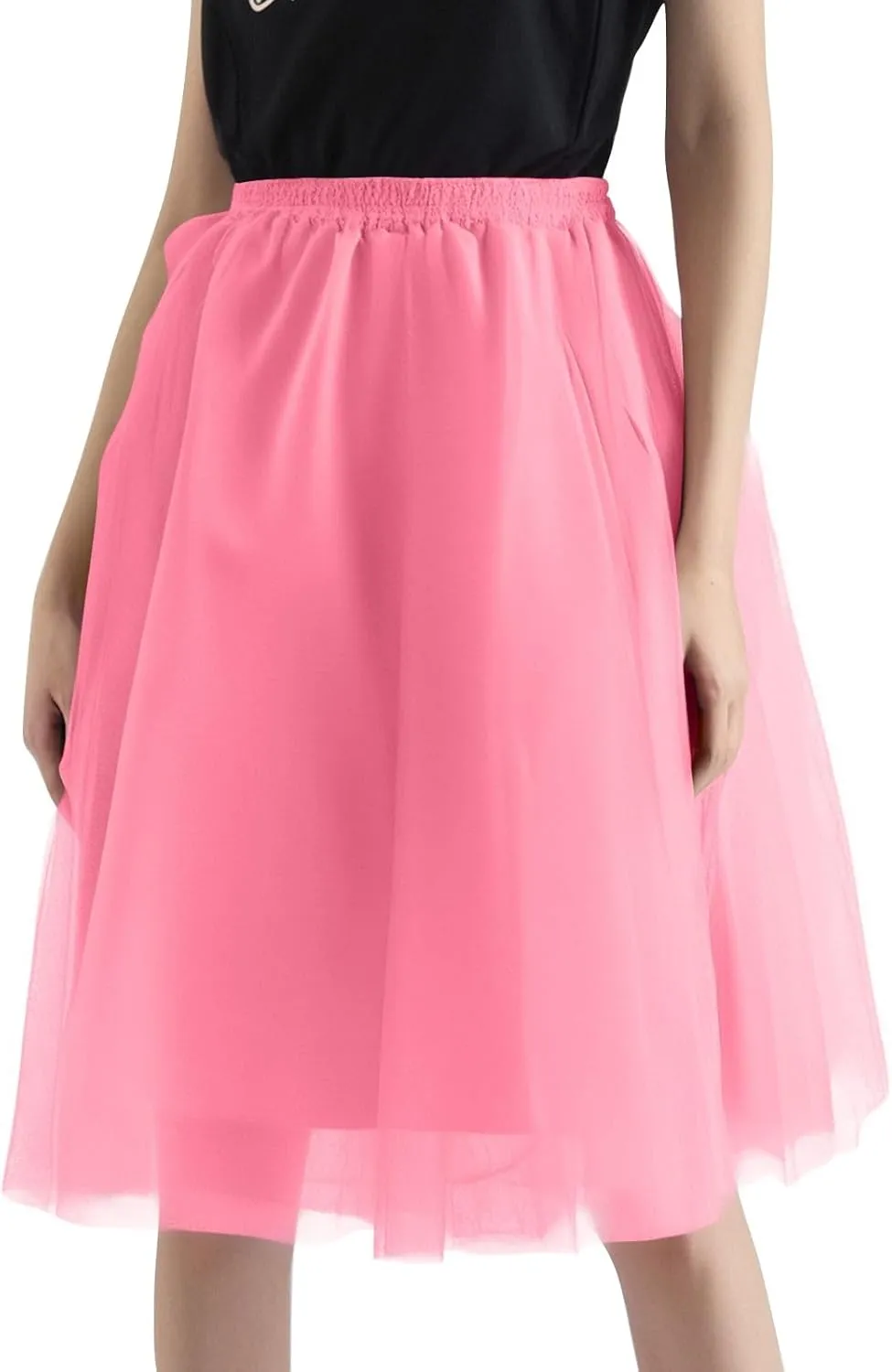 Women's Sundresses Summer Casual Loose Trendy Elastic High Waist Solid Color Party Dance Fluffy Mesh Tulle Skirts 2025, S-2XL