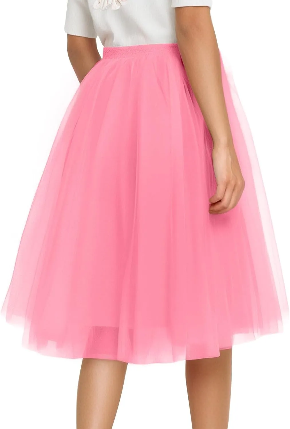 Women's Sundresses Summer Casual Loose Trendy Elastic High Waist Solid Color Party Dance Fluffy Mesh Tulle Skirts 2025, S-2XL
