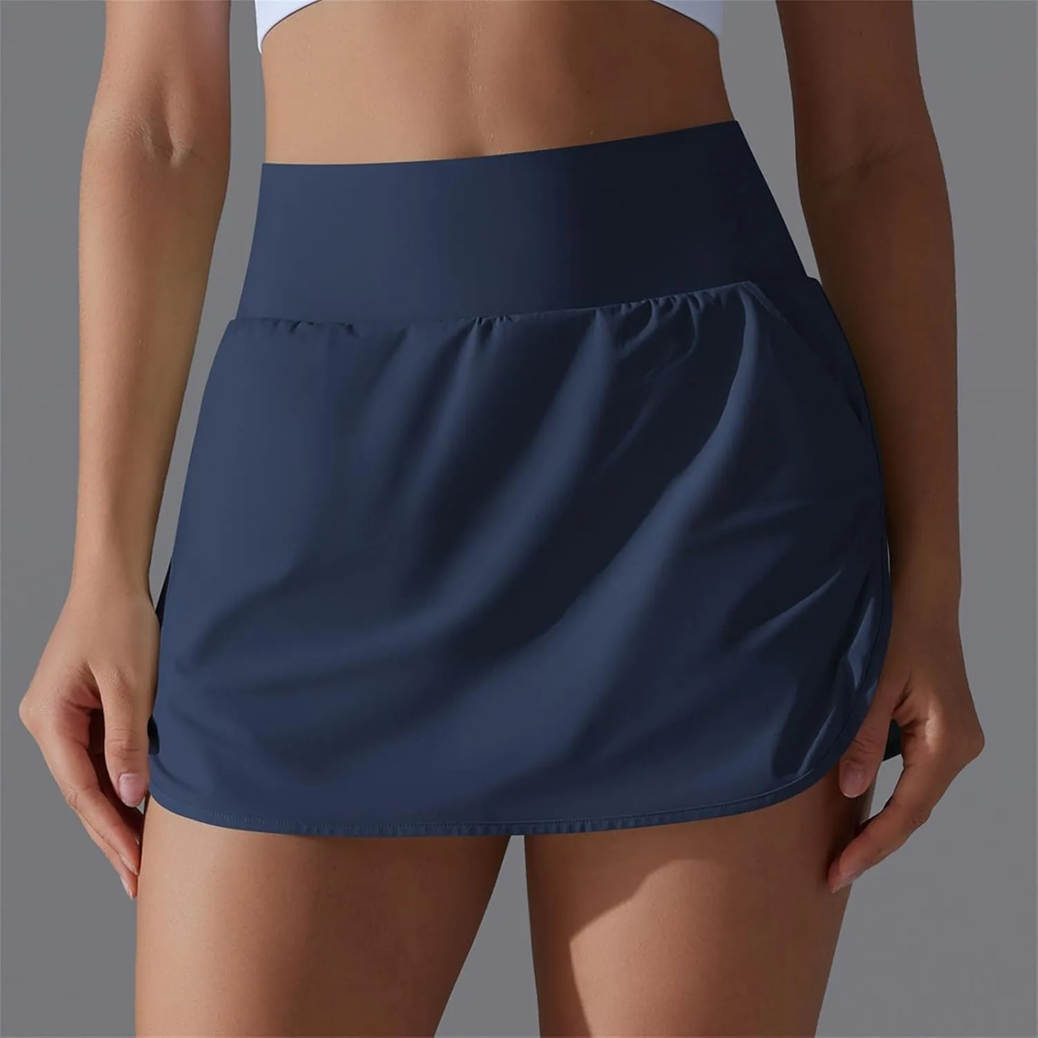Womens Tennis Shorts Trendy Fake Two-Piece High Waist Sports Pants Gym Yoga Casual Solid Athletic Skirt Shorts 2025