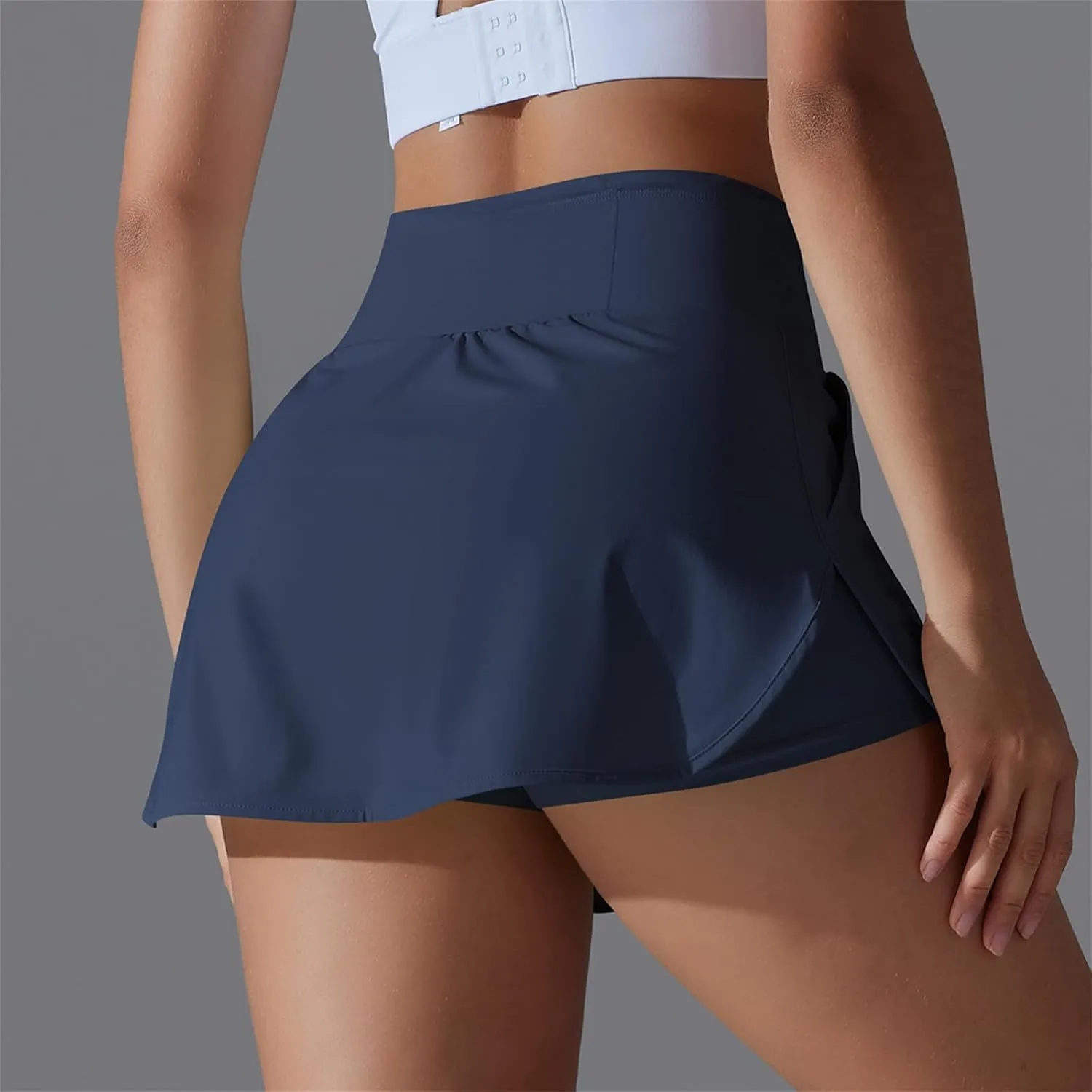 Womens Tennis Shorts Trendy Fake Two-Piece High Waist Sports Pants Gym Yoga Casual Solid Athletic Skirt Shorts 2025
