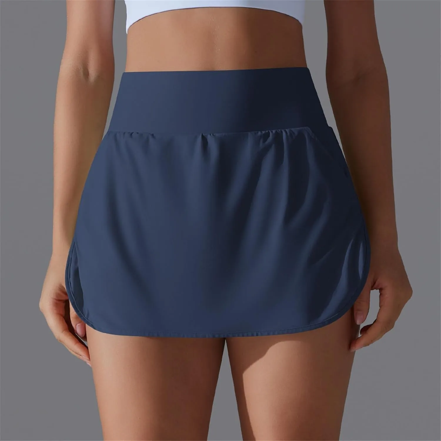 Womens Tennis Shorts Trendy Fake Two-Piece High Waist Sports Pants Gym Yoga Casual Solid Athletic Skirt Shorts 2025
