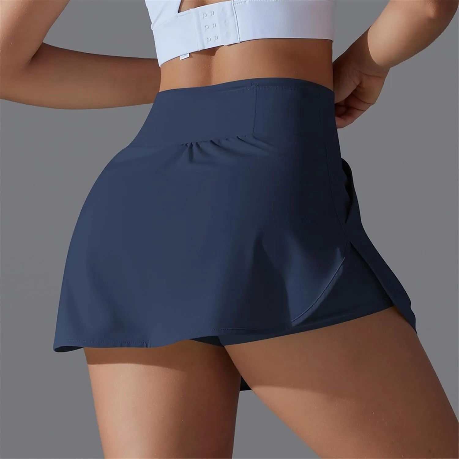 Womens Tennis Shorts Trendy Fake Two-Piece High Waist Sports Pants Gym Yoga Casual Solid Athletic Skirt Shorts 2025