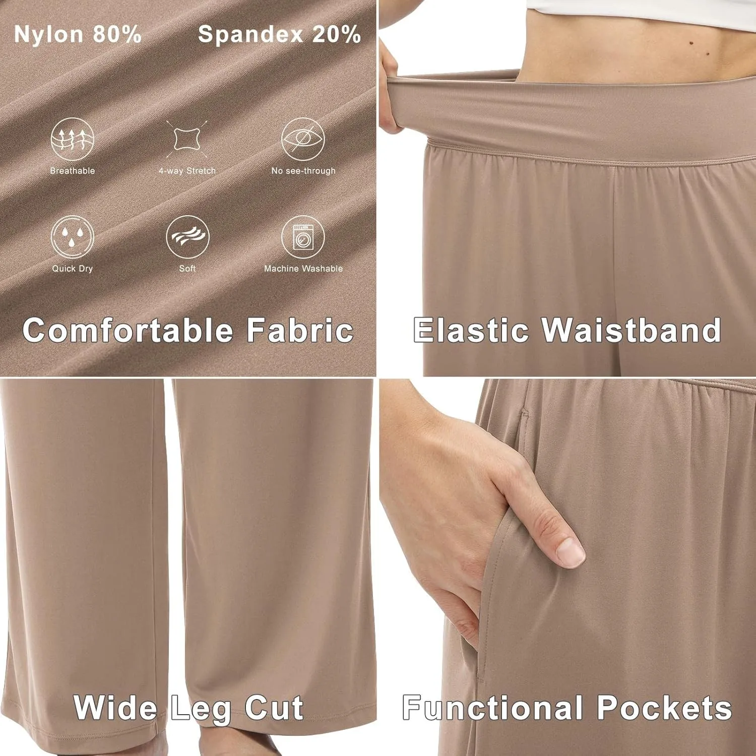 Womens Wide Leg Pants Loose Yoga Sweatpants Comfy Lounge Pajama Casual Flowy Palazzo Pants with Pockets