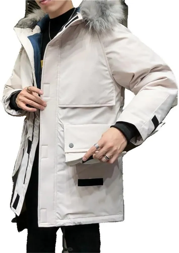 Xingfenly Men' Winter Warm Hooded Loose Large Size Casual Coat Front Double Pockets Cotton Padded Jacket