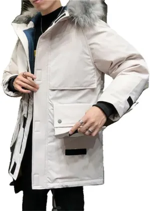 Xingfenly Men' Winter Warm Hooded Loose Large Size Casual Coat Front Double Pockets Cotton Padded Jacket