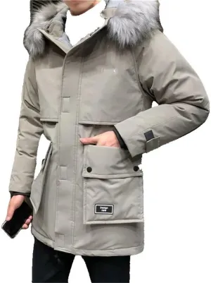Xingfenly Men' Winter Warm Hooded Loose Large Size Casual Coat Front Double Pockets Cotton Padded Jacket