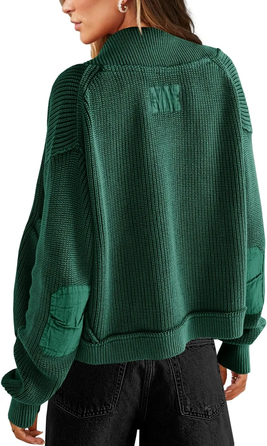Yanekop Womens Oversized Cardigan Sweater Open Front Outerwear Chunky Knit Cropped Sweater Jacket with Pockets