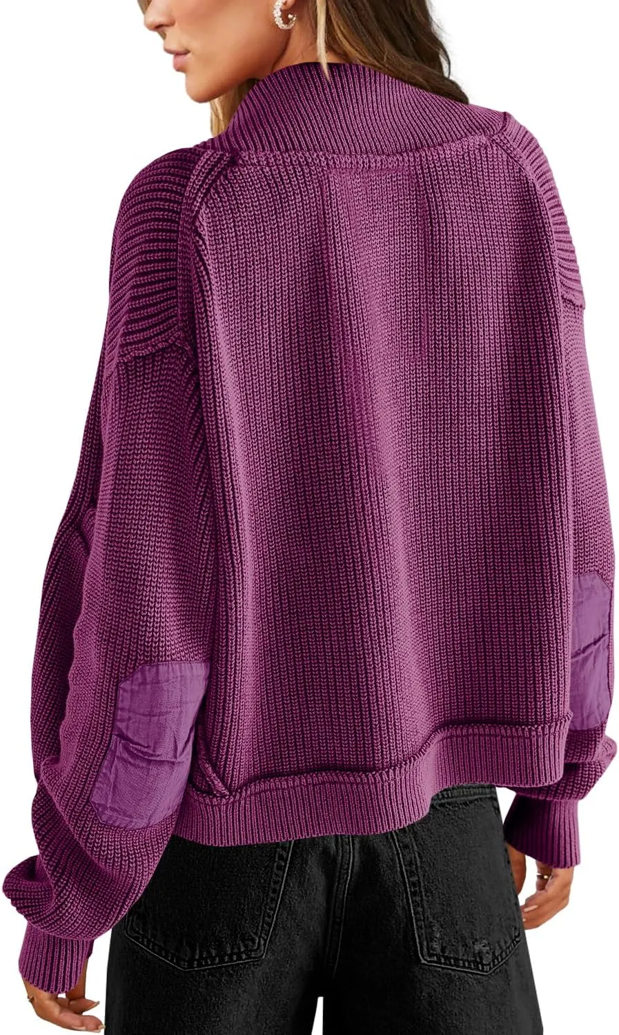 Yanekop Womens Oversized Cardigan Sweater Open Front Outerwear Chunky Knit Cropped Sweater Jacket with Pockets