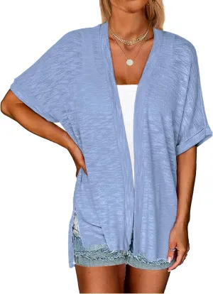 Yekaty Lightweight Cardigans for Women Casual Summer Short Sleeve Cardigan Open Front Beach Coverups 2025