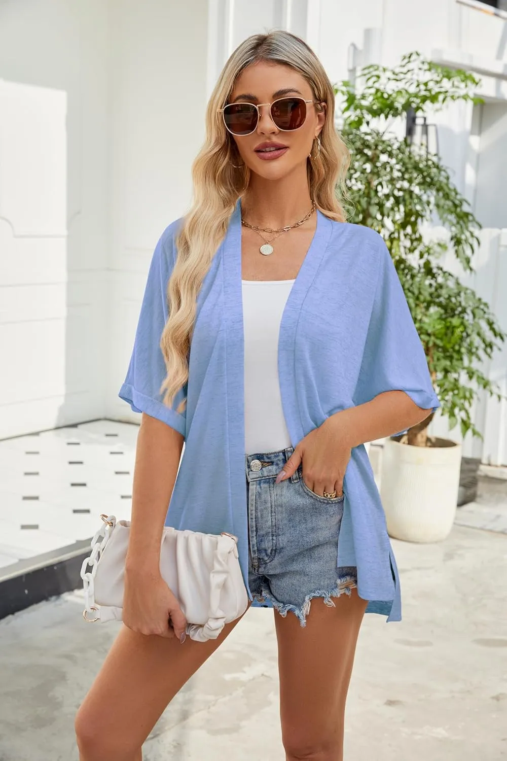 Yekaty Lightweight Cardigans for Women Casual Summer Short Sleeve Cardigan Open Front Beach Coverups 2025
