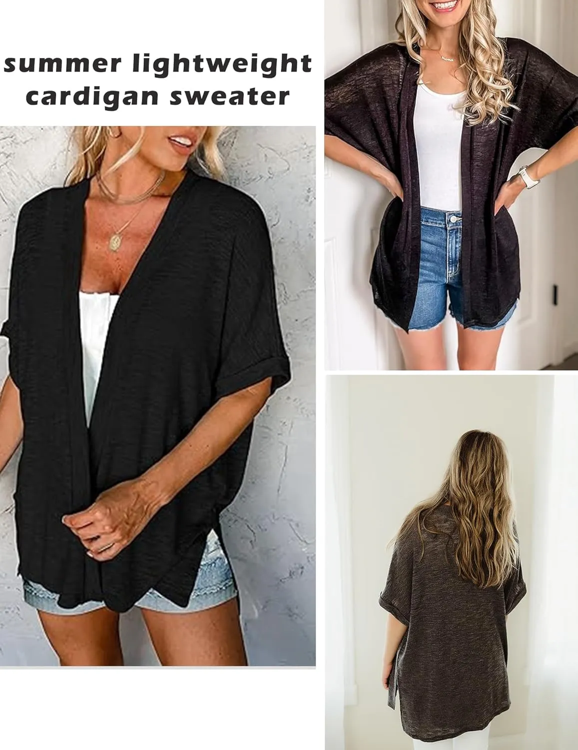 Yekaty Lightweight Cardigans for Women Casual Summer Short Sleeve Cardigan Open Front Beach Coverups 2025